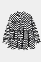 Checkered Button Down Tiered Babydoll Shirt - Shah S. Sahota